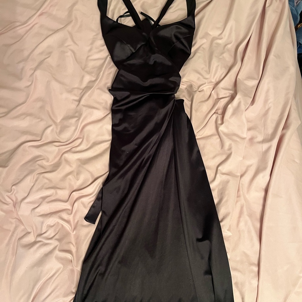Black Satin Prom Dress